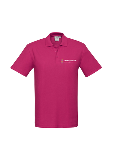 [AM006706] Oranga Tamariki Mens Crew Short Sleeve Fuchsia Polo