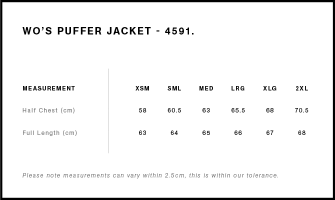 Size Guide - Style 4591